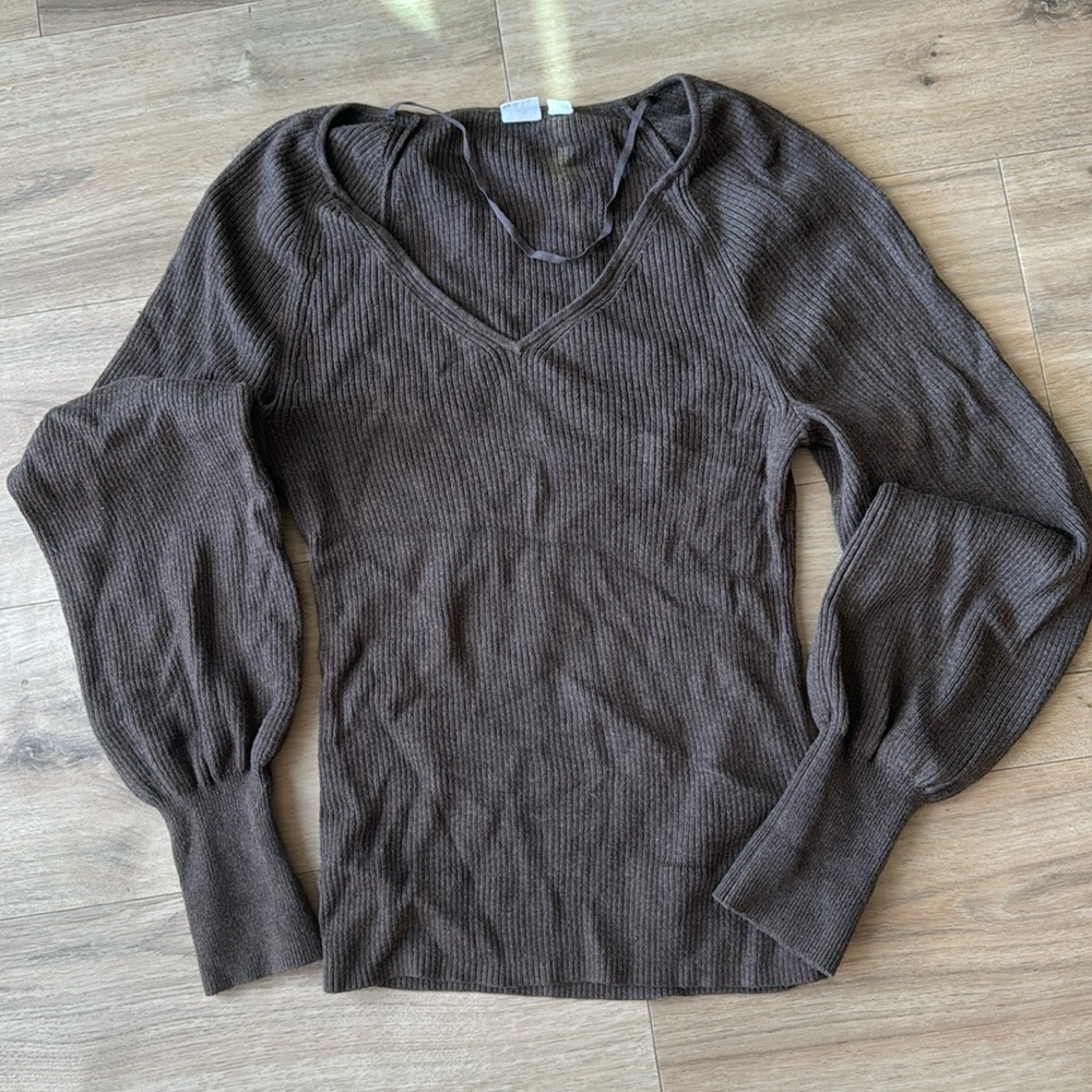 Ribbed Chocolate Brown Pull-over Sweater
